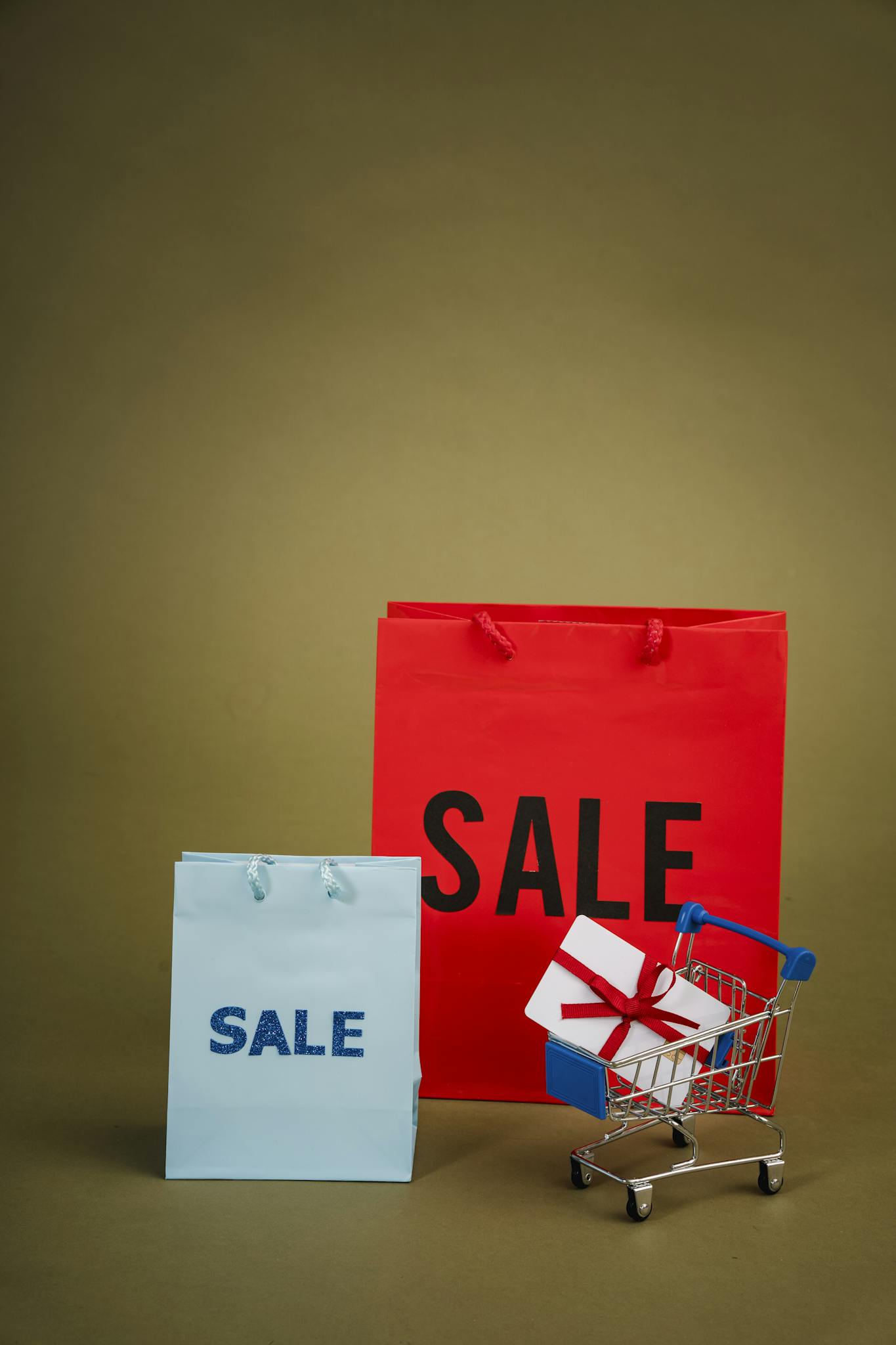 paper shopping bags and cart